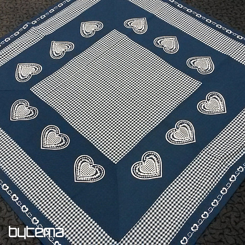 Tovaglia e sciarpa ricamate COUNTRY STYLE blu