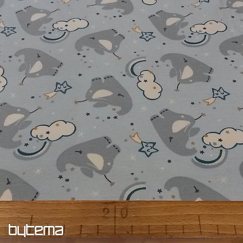 Maglia in cotone con stampa ELEFANTE blu