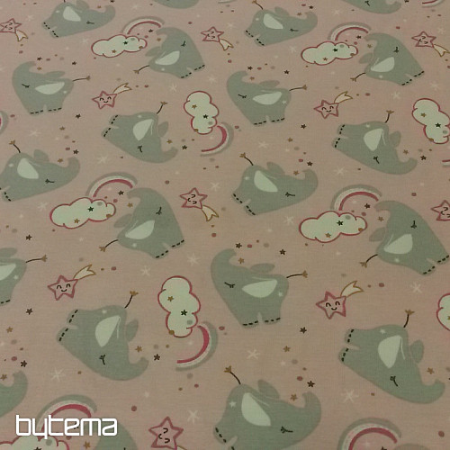 Maglia in cotone con stampa ELEFANTE rosa