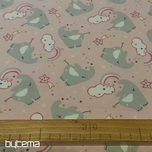 Maglia in cotone con stampa ELEFANTE rosa