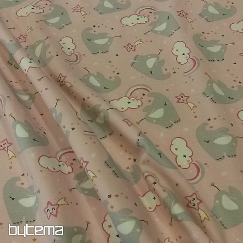 Maglia in cotone con stampa ELEFANTE rosa