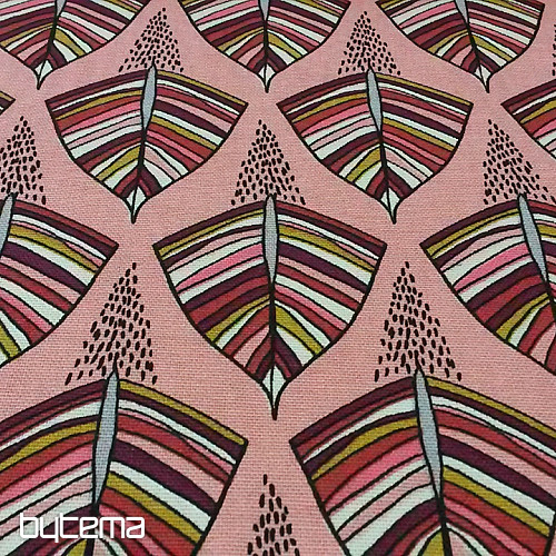 Tessuto decorativo EKOZI foglie rosa