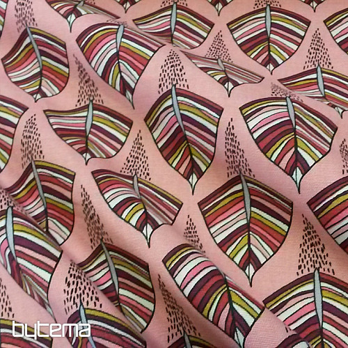 Tessuto decorativo EKOZI foglie rosa
