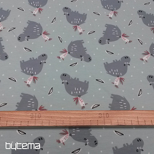 Stampa in maglia di cotone HIPPO HIPIZ mentolo