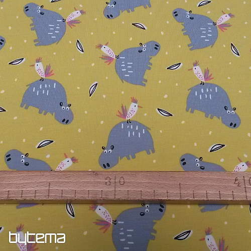 Maglia di cotone stampa HIPPO HIPIZ giallo