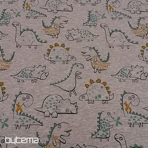 Maglia di cotone con stampa DINOSAURO grigia