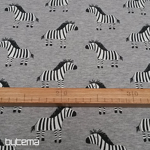 Maglia di cotone stampa ZEBRA di colore grigio