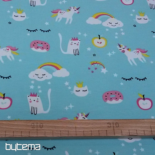 Maglia di cotone stampa MAGICLAND turchese