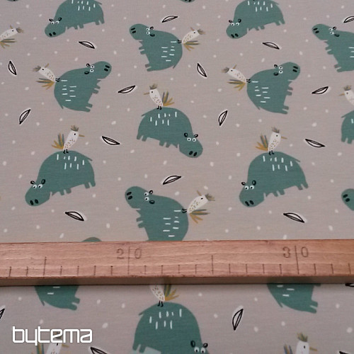 Maglia di cotone stampa HIPPO HIPIZ di colore grigio