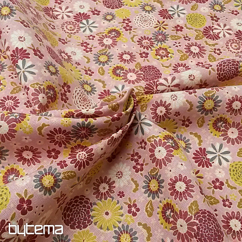 Tessuto di cotone MISAKI fiori fucsia