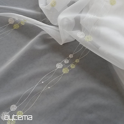 Tenda in voile con ricamo verde Gerster 11115/500
