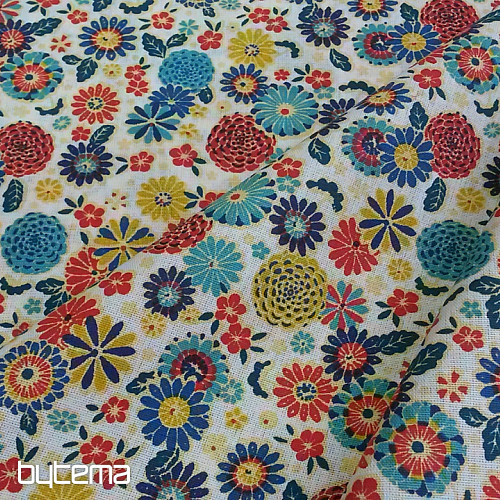 Tessuto di cotone MISAKI fiori crema