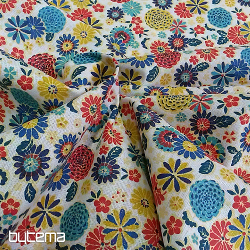 Tessuto di cotone MISAKI fiori crema