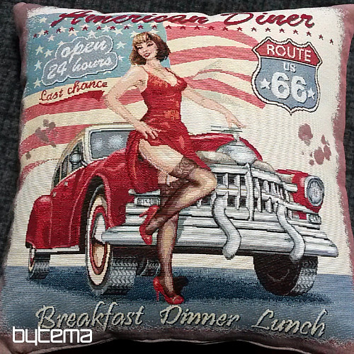Fodera per cuscino con arazzo AMERICAN DINER ROUTE 66