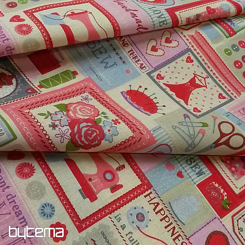Tessuto di cotone SALONE DA CUCITO rosa