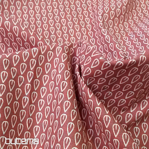 Tessuto di cotone FOGLIE bordeaux