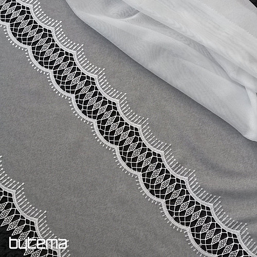 Tenda di lusso ricamata GERSTER 11050 ornamento bianco