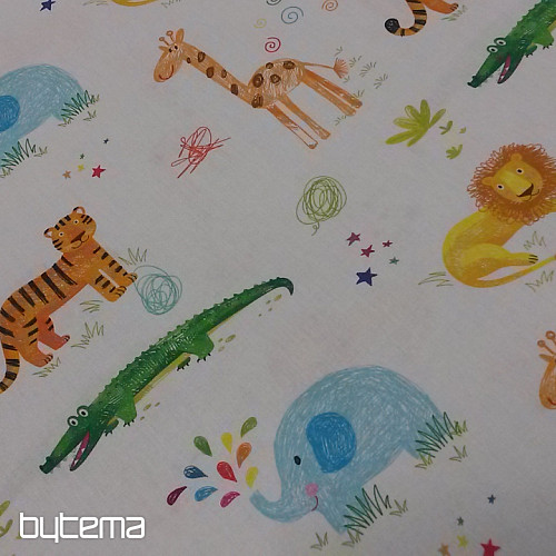 Tessuto di cotone JUNGLE DOODLE