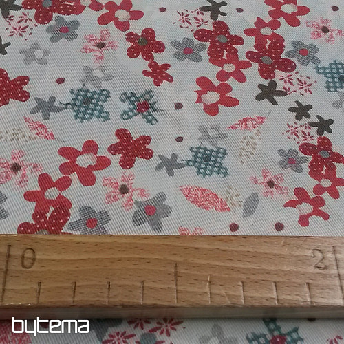 Tessuto decorativo per bambini FLOWERS rosso