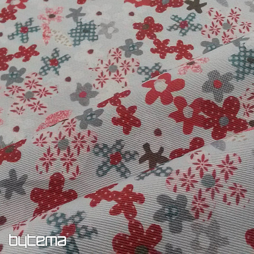 Tessuto decorativo per bambini FLOWERS rosso