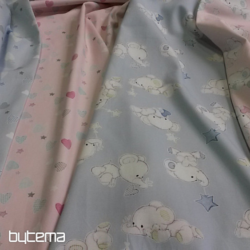 Tessuto decorativo per bambini SLONI rosa