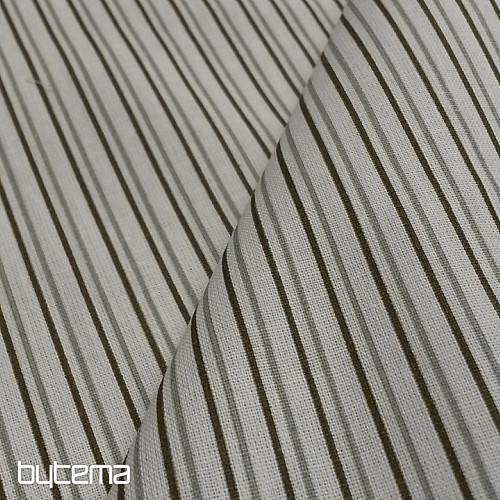 Tessuto di cotone STRIP marrone menta