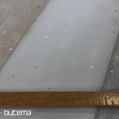 Tessuto decorativo natalizio per tovaglie Flake grigio 081 larghezza 280