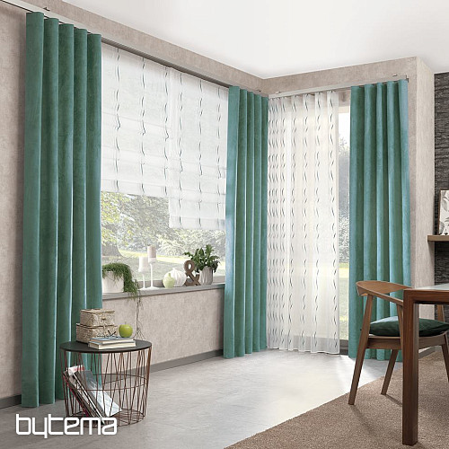 Tenda di lusso ricamata bianco - scuro. turchese GERSTER 195/0800