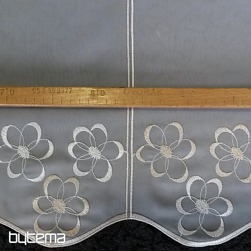 Tenda in vetro colorato ricamato V2914 bianco