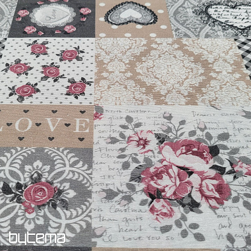 Tessuto decorativo LIA patchwork grigio