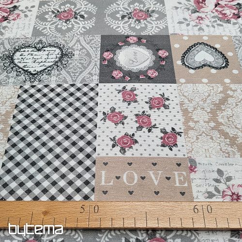 Tessuto decorativo LIA patchwork grigio