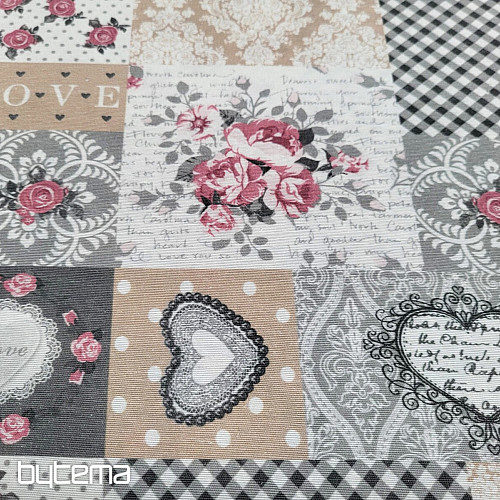 Tessuto decorativo LIA patchwork grigio