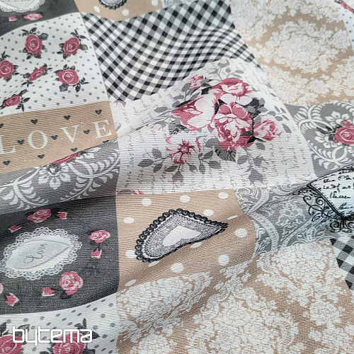 Tessuto decorativo LIA patchwork grigio
