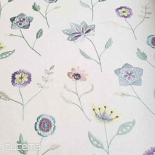 Tessuto decorativo ricamato con fiori RICHMOND viola