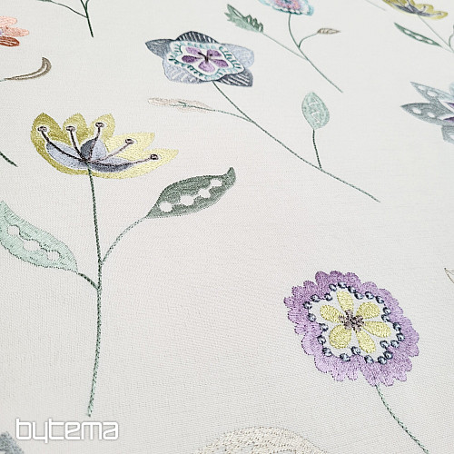 Tessuto decorativo ricamato con fiori RICHMOND viola