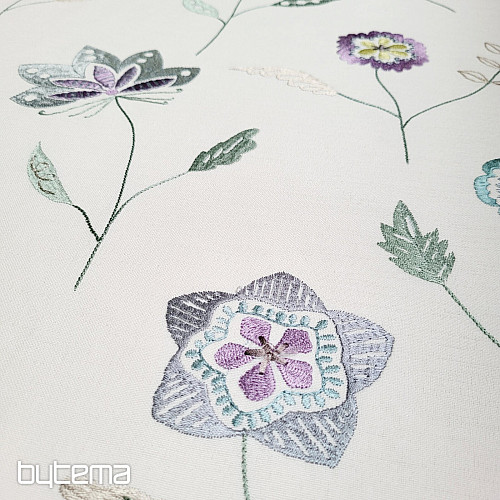 Tessuto decorativo ricamato con fiori RICHMOND viola