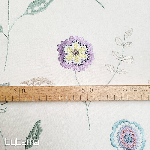 Tessuto decorativo ricamato con fiori RICHMOND viola