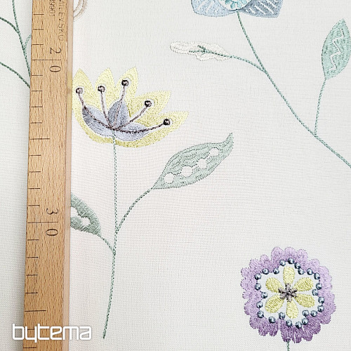 Tessuto decorativo ricamato con fiori RICHMOND viola