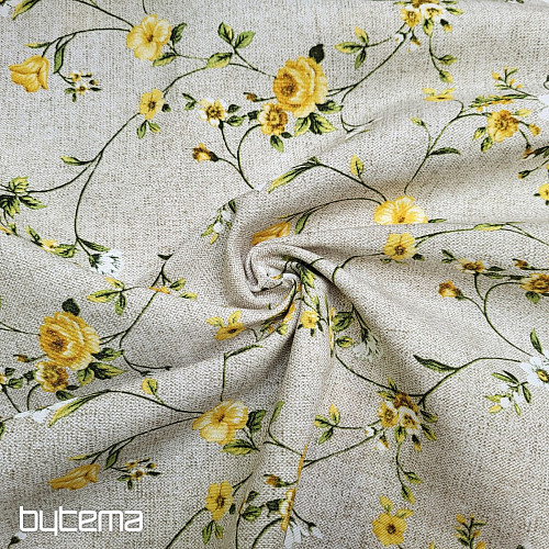 Tessuto decorativo Fiori RAME giallo