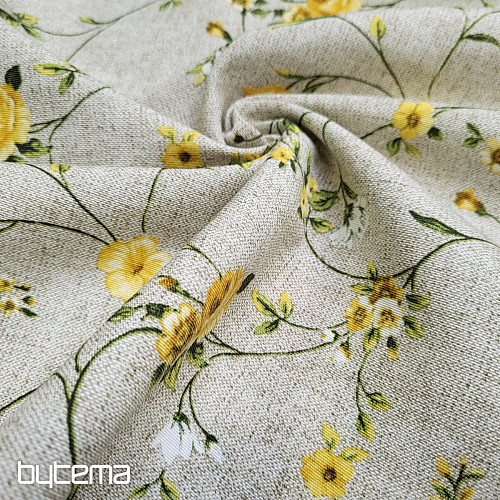 Tessuto decorativo Fiori RAME giallo
