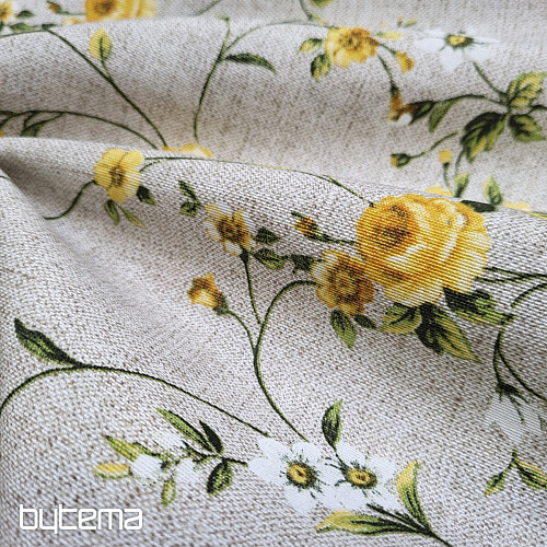 Tessuto decorativo Fiori RAME giallo