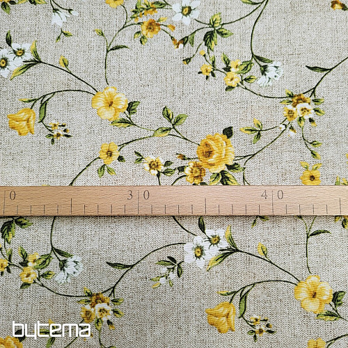 Tessuto decorativo Fiori RAME giallo