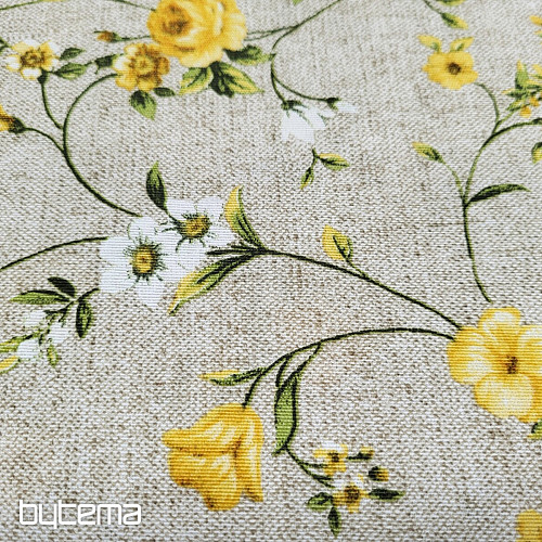 Tessuto decorativo Fiori RAME giallo