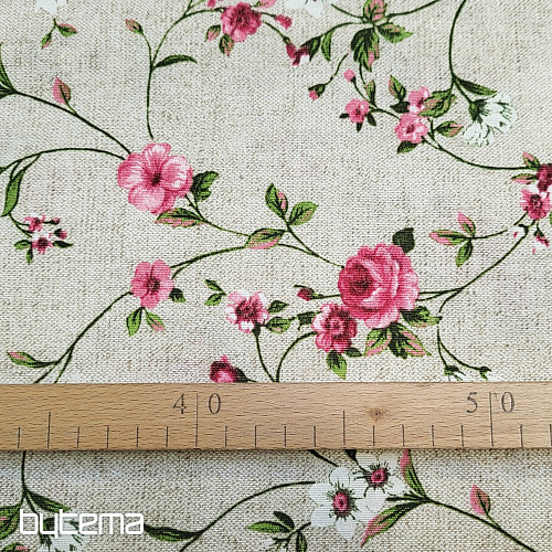 Tessuto decorativo Fiori RAME rosa