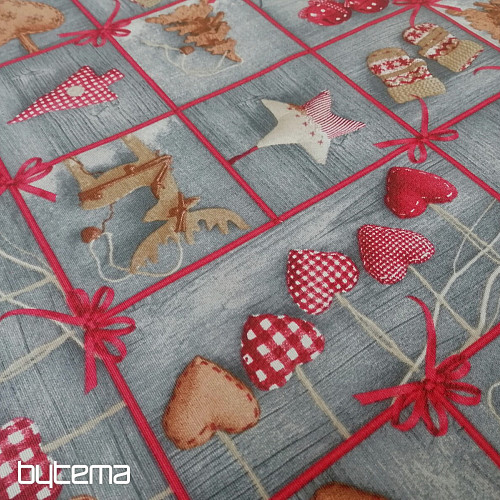 Tessuto decorativo COUNTRY Natale grigio