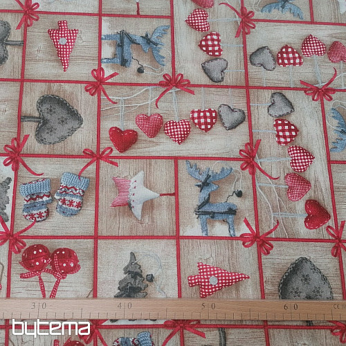 Tessuto decorativo COUNTRY Natale marrone