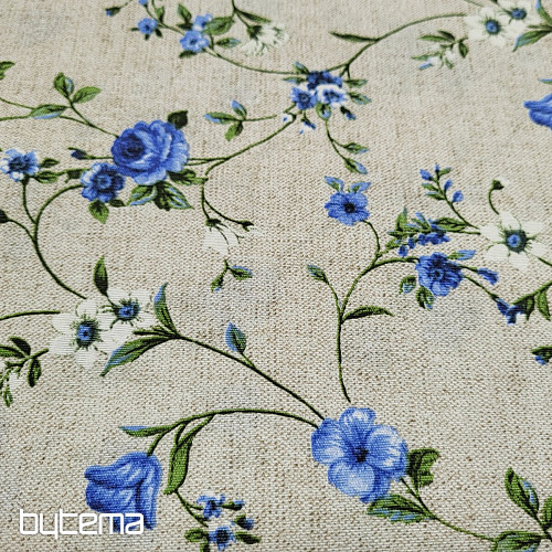 Tessuto decorativo Fiori RAME blu