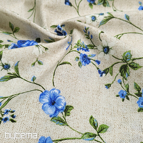 Tessuto decorativo Fiori RAME blu