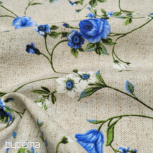 Tessuto decorativo Fiori RAME blu