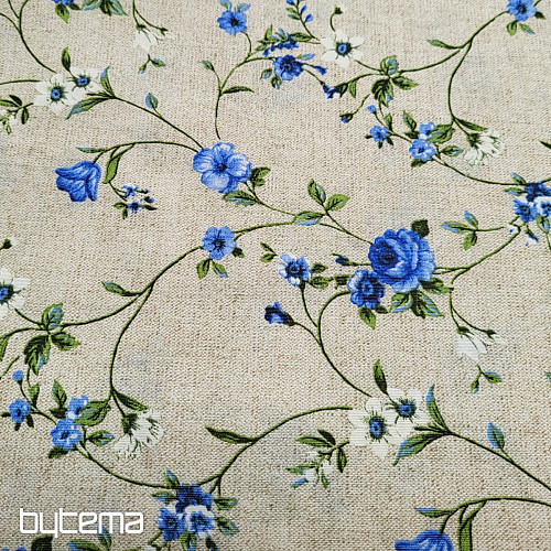 Tessuto decorativo Fiori RAME blu